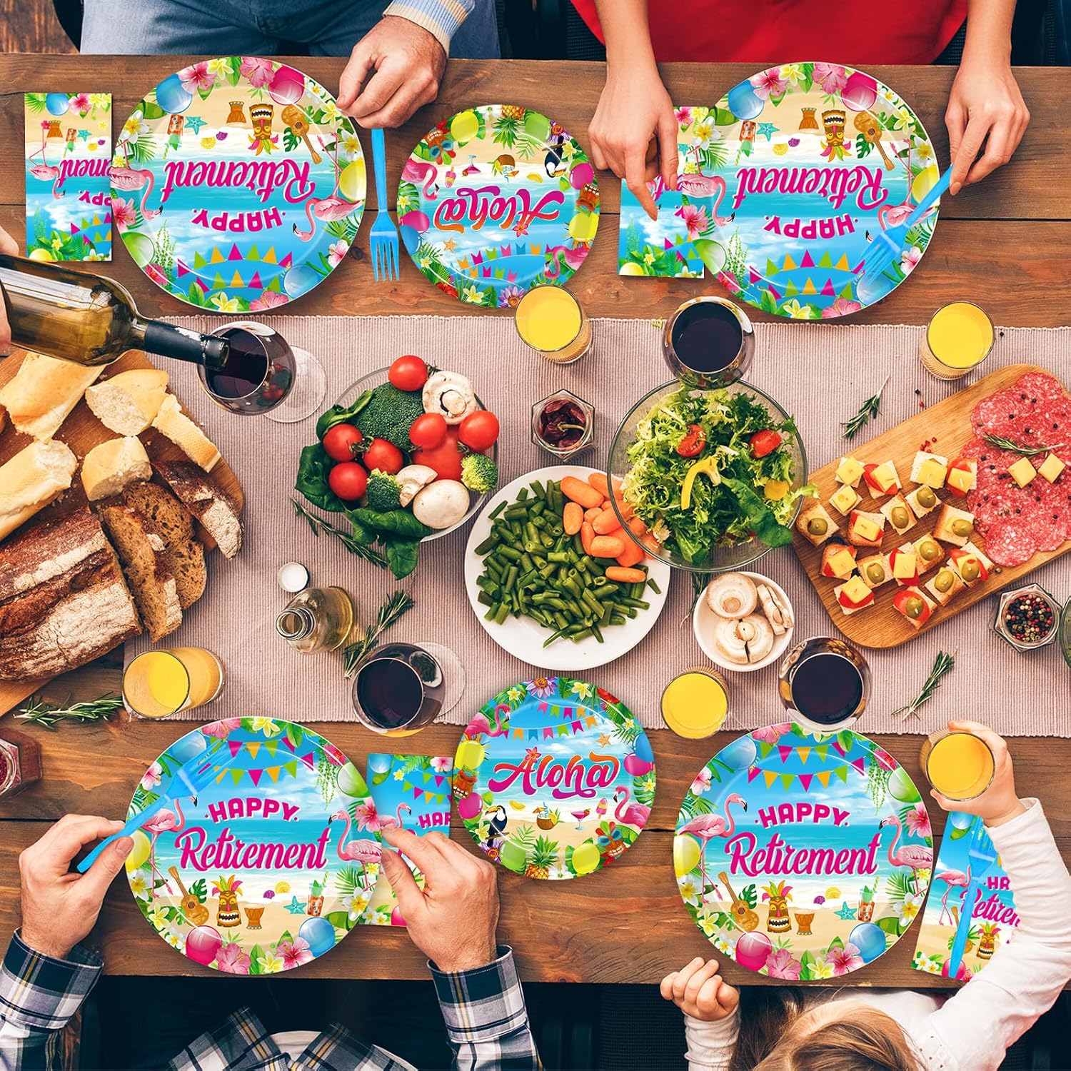96 Pcs Hawaiian Aloha Retirement Party Plates Set