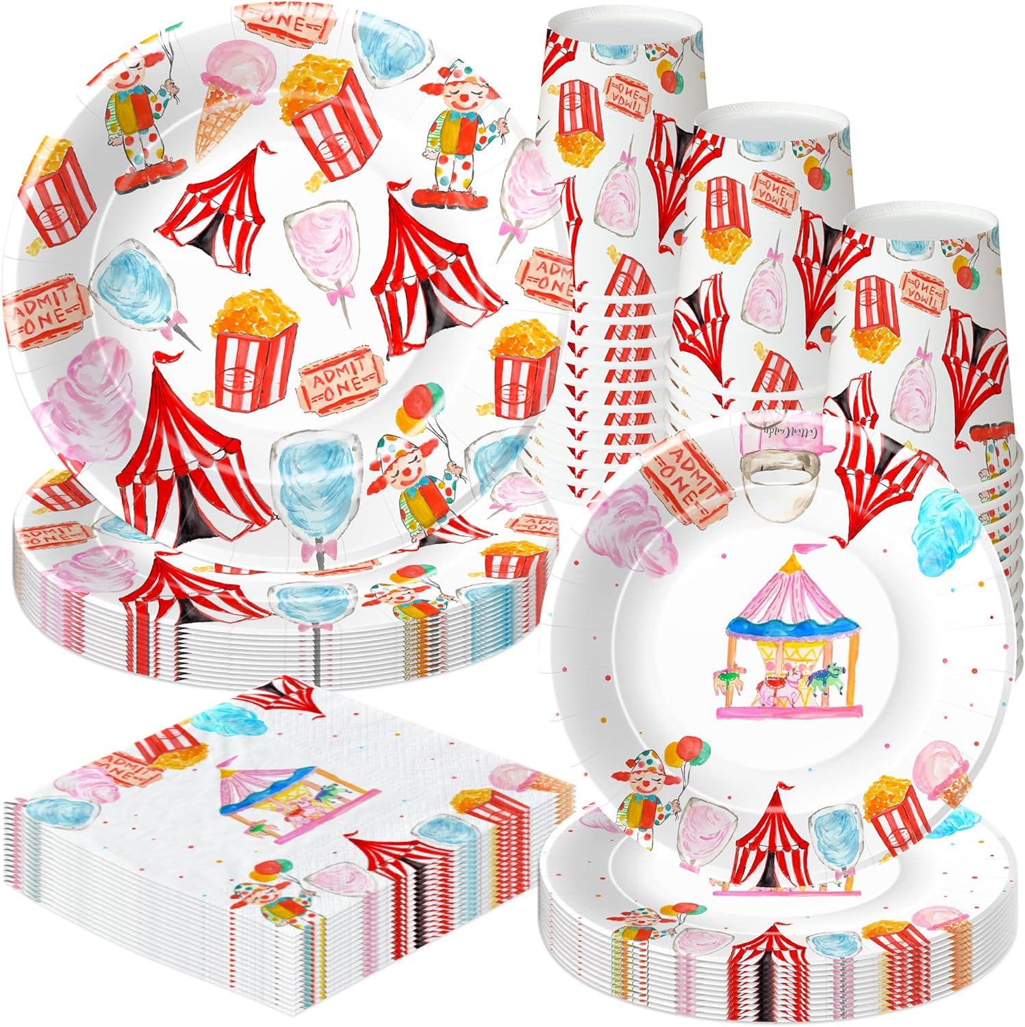 Circus Carnival Party Tableware Set for 48 Guests
