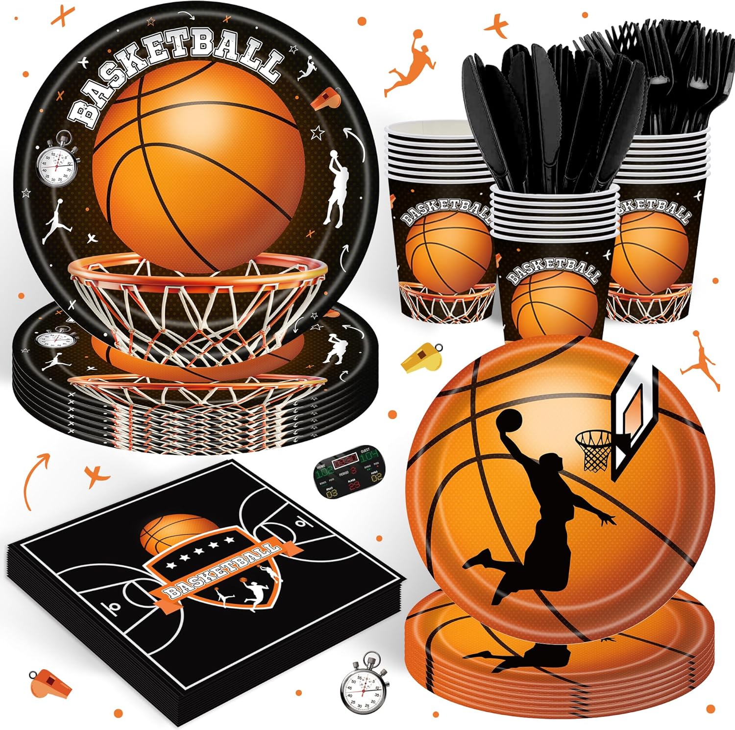 120PCS Basketball Party Tableware Set for 20 Guests