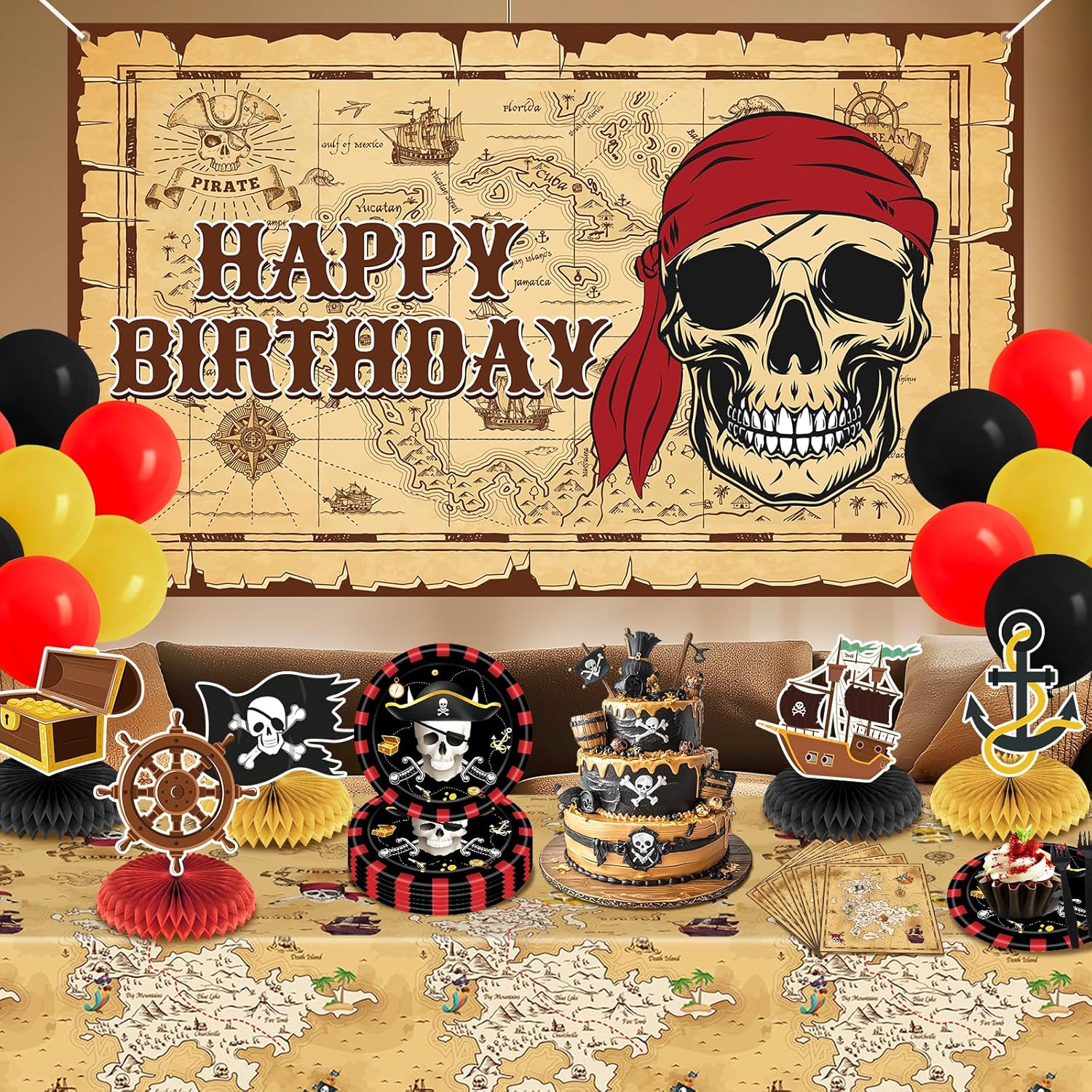 Pirate Party Decorations Set 62Pcs for Boys