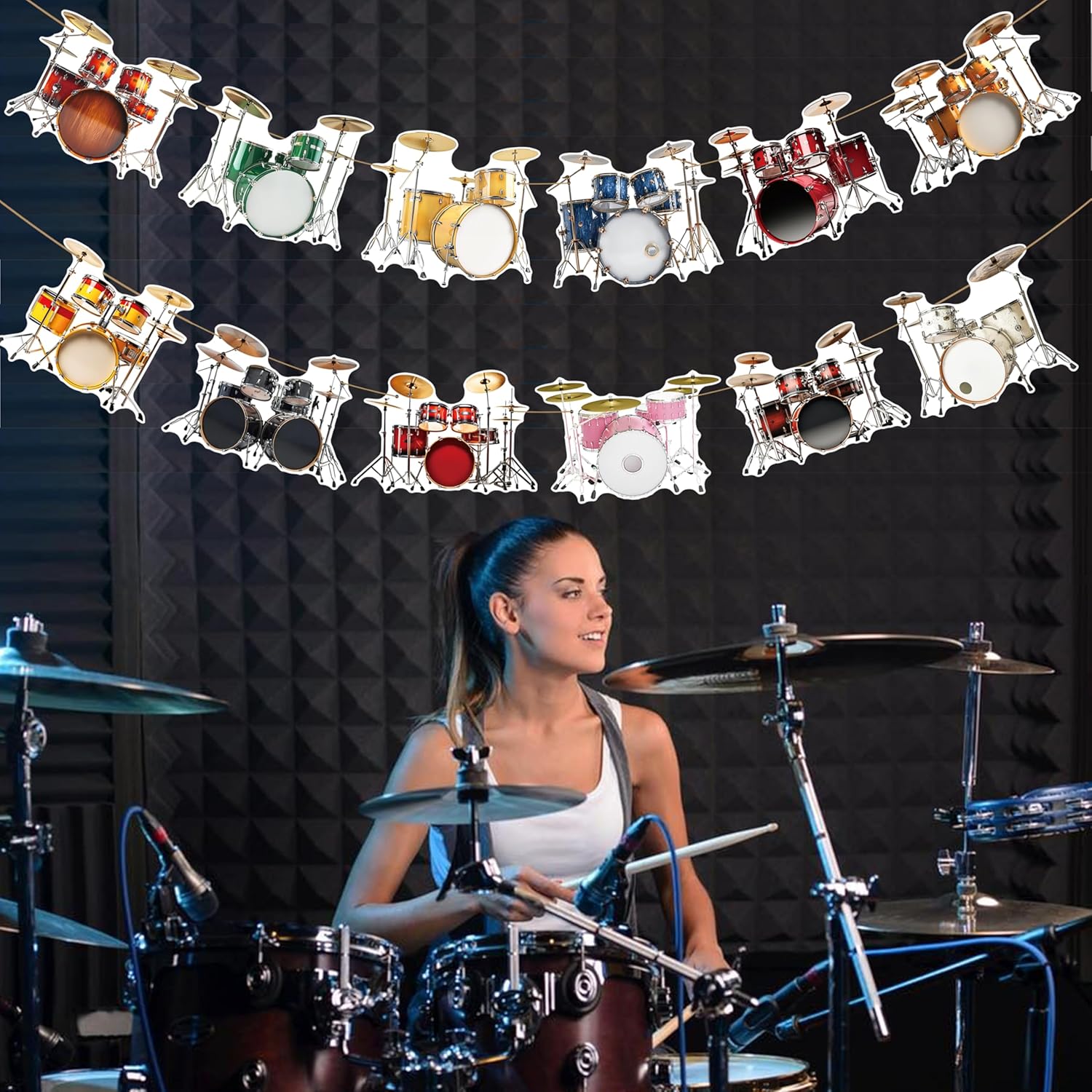 2pcs Drum Banners for Birthday Party Decorations