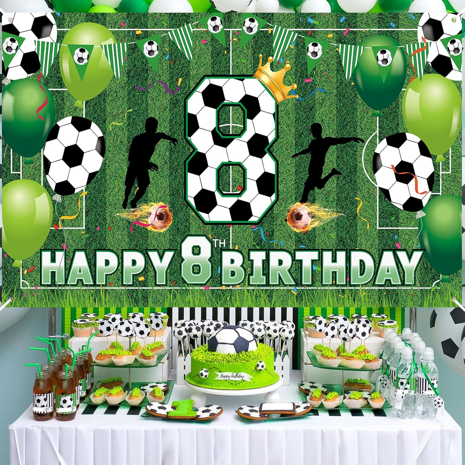 Soccer 8th Birthday Banner for Boys - Large Party Decor