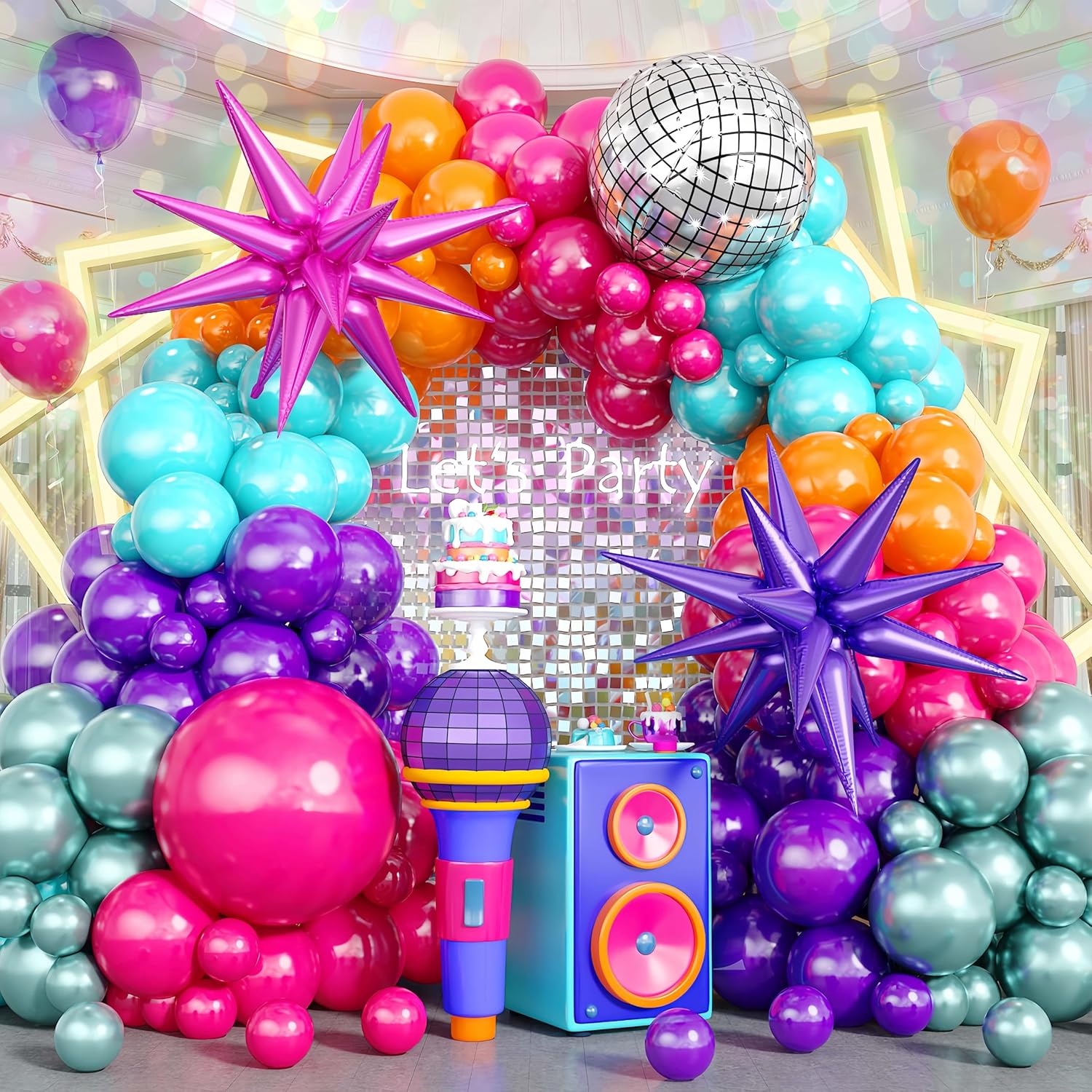 Disco Balloon Arch Kit 125PCS 22 Inch Mylar Balloons