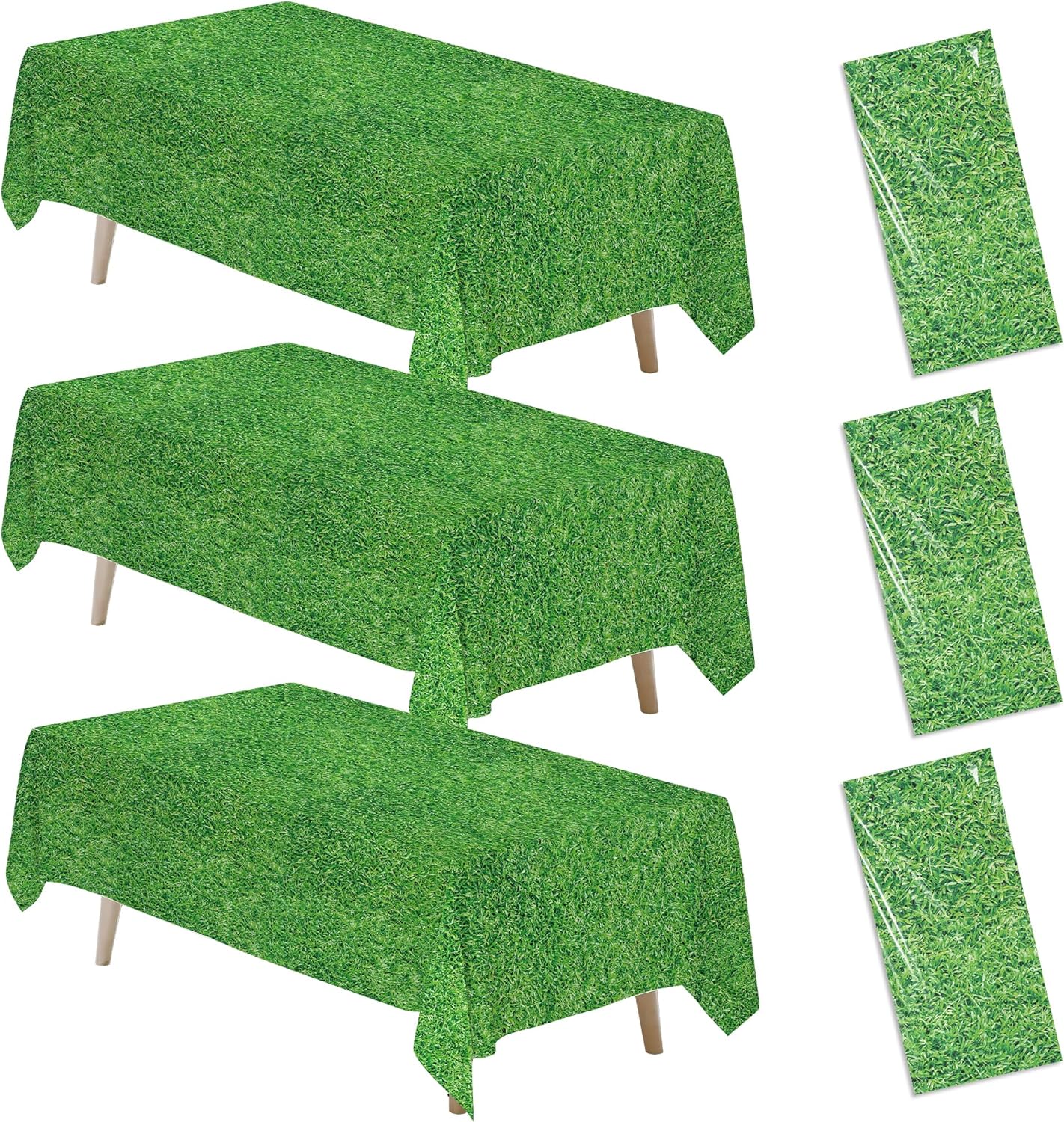 Green Grass Tablecloth 3pcs for Party and Outdoor Events