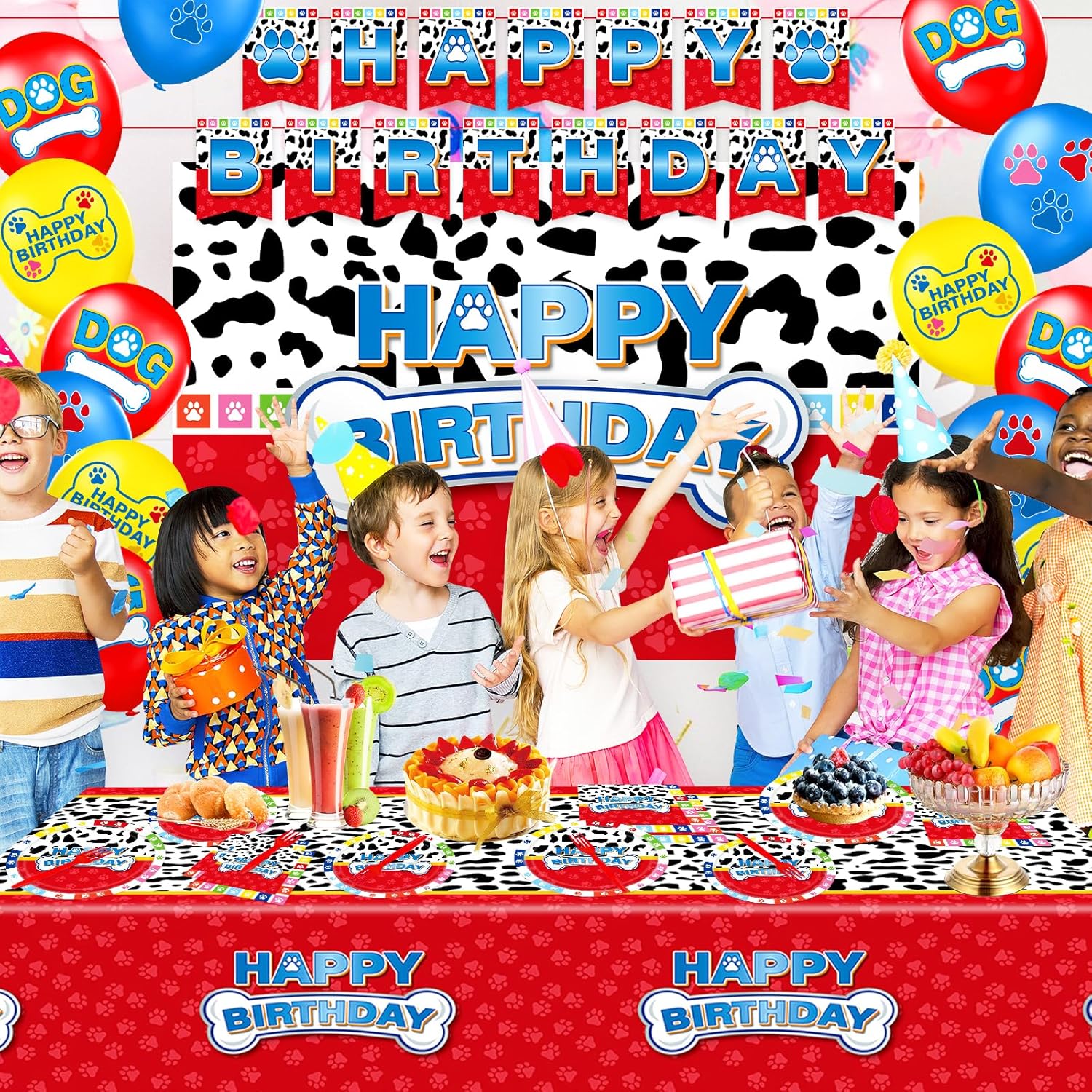 Cartoon Dog Paw Birthday Party Decorations Set