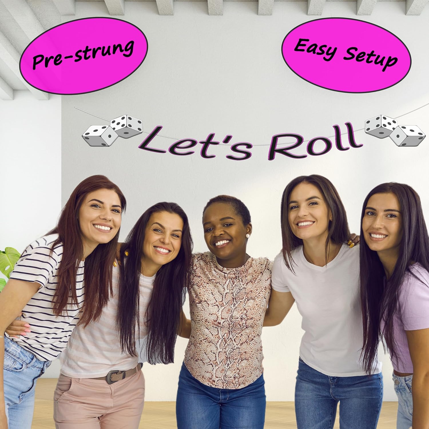 Lets Roll Bunco Party Banner With Confetti Set