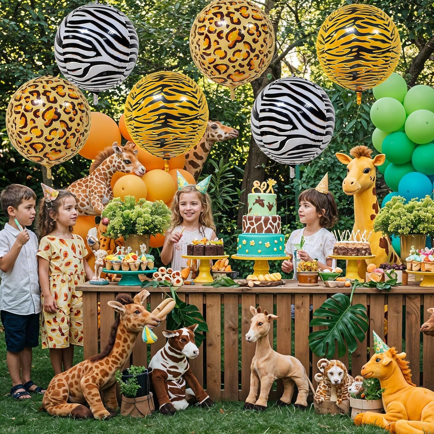 6PCS Safari Animal Balloons 22Inch for Kids Party Decor