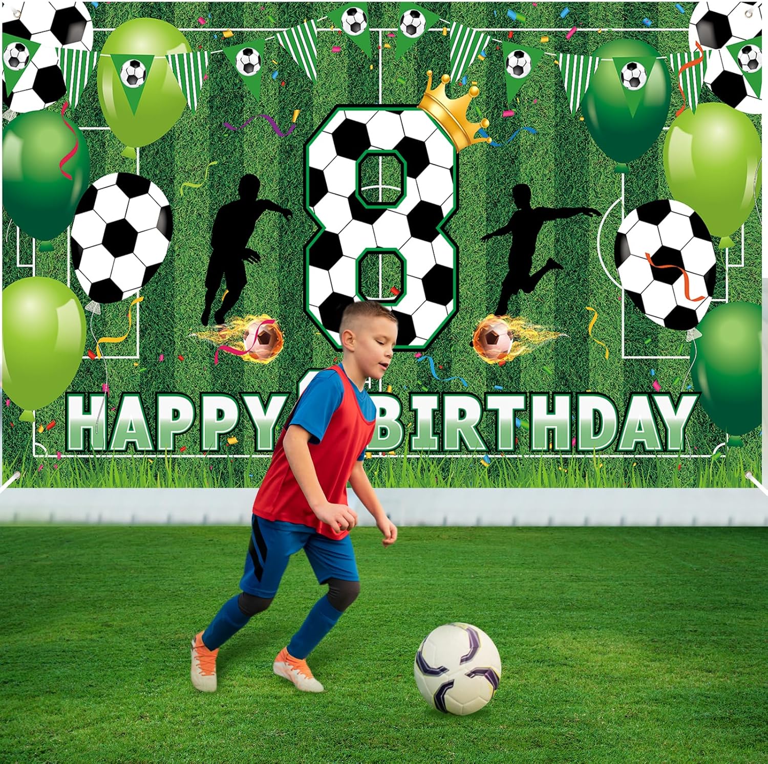 Soccer 8th Birthday Banner for Boys - Large Party Decor