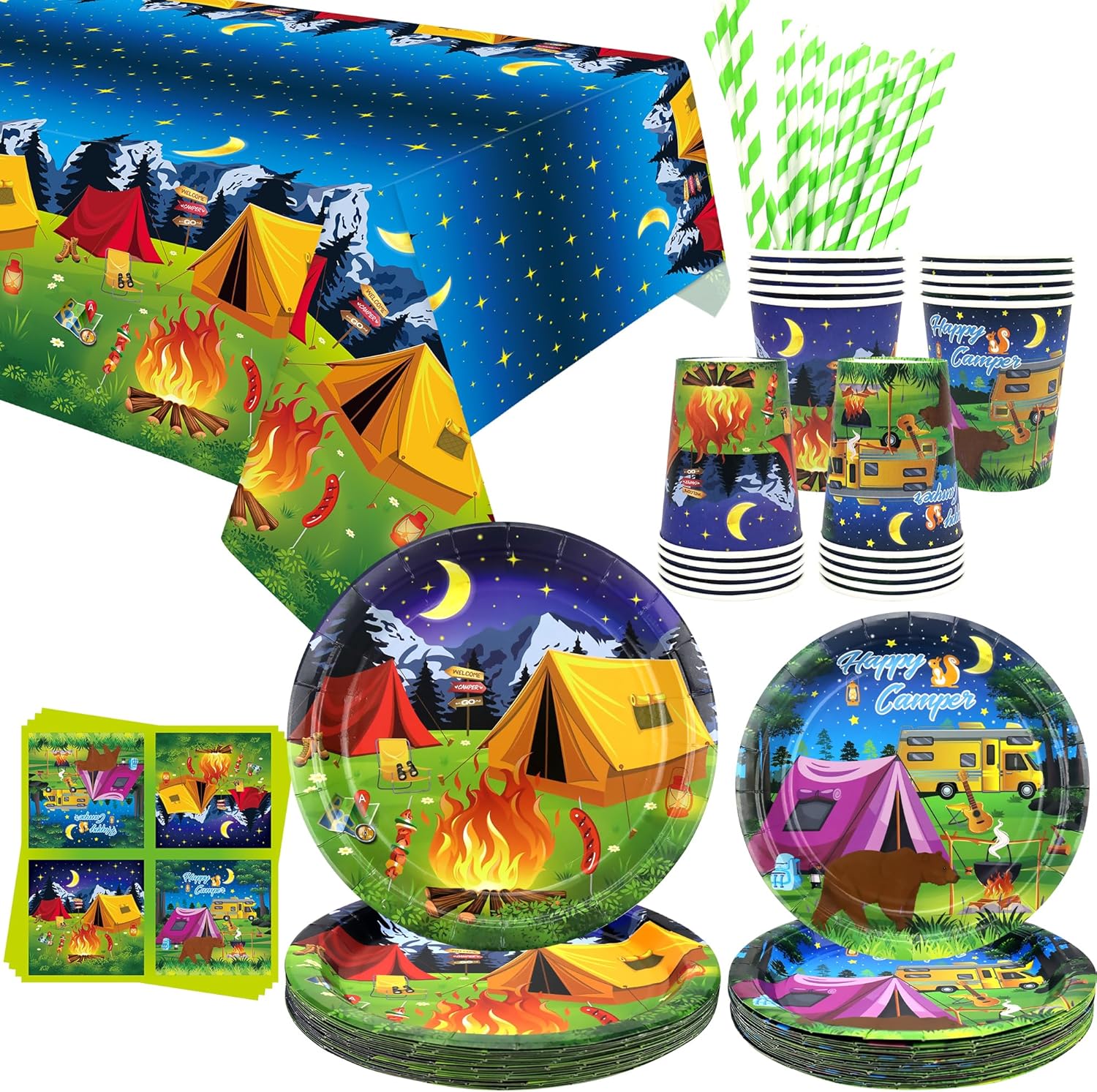 Camping Party Tableware Kit for 20 Guests