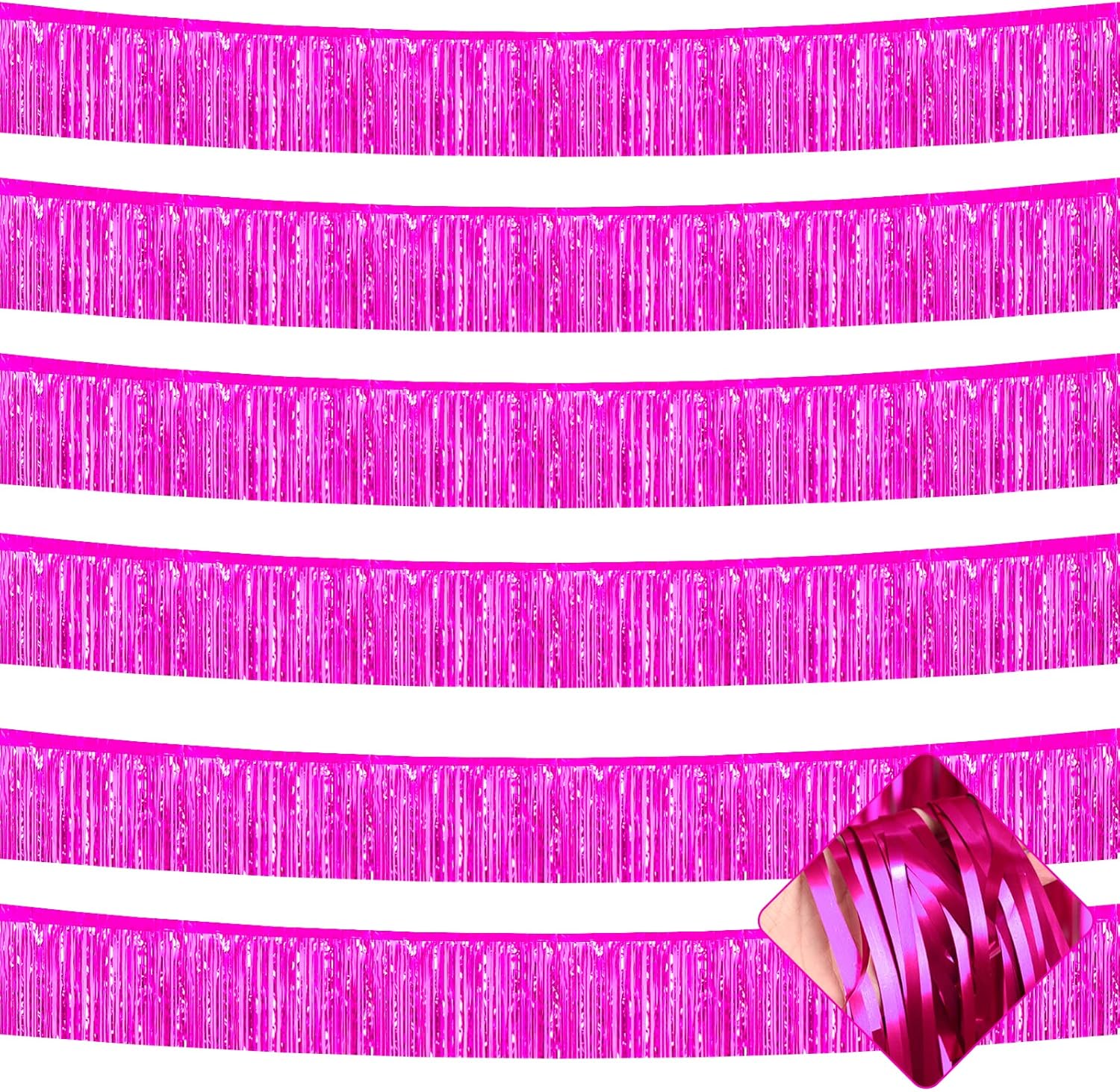 6 Pack 10 Feet Metallic Foil Garland Tinsel Streamers for Party Deco