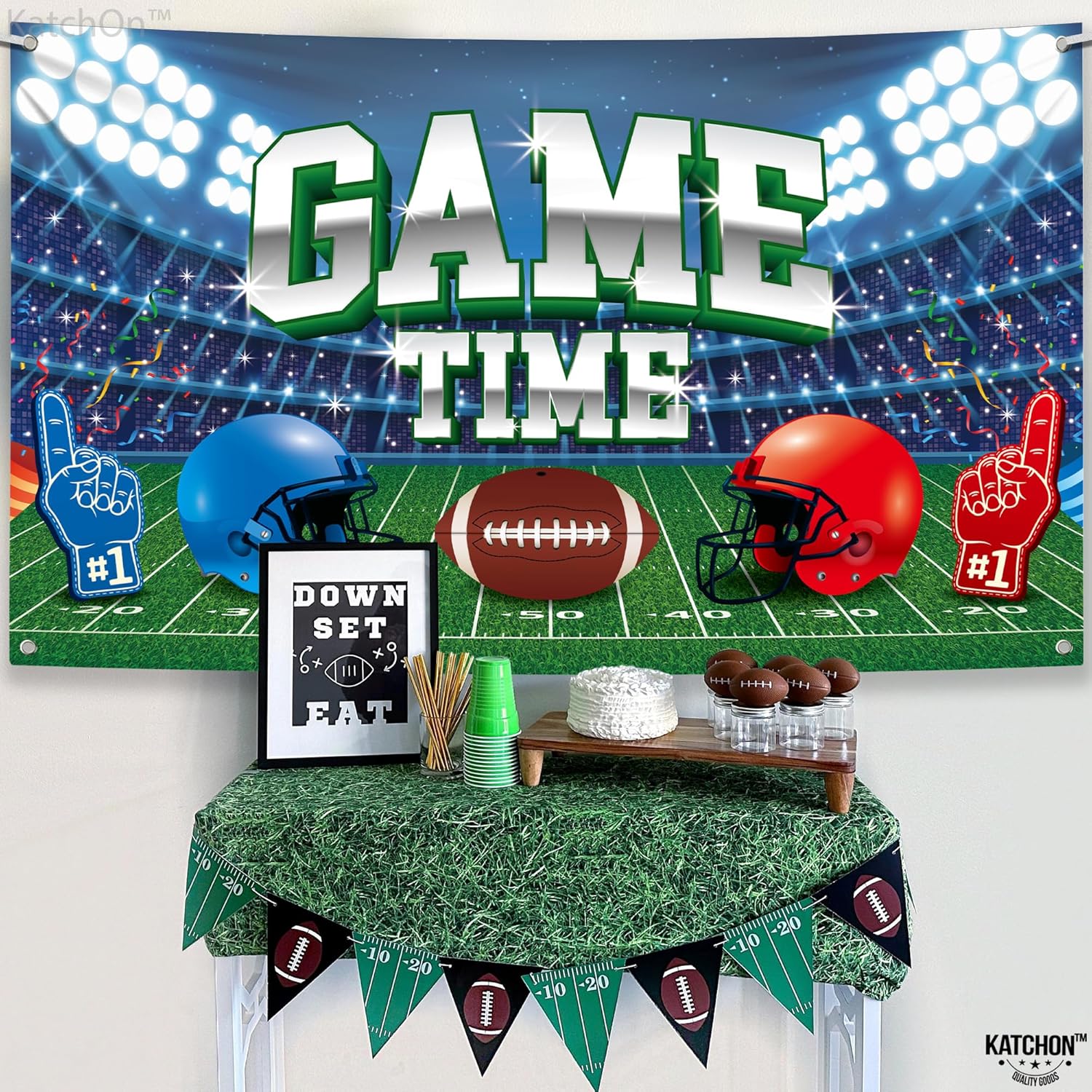 KatchOn Football Backdrop for Party - Large 72x44 Inch