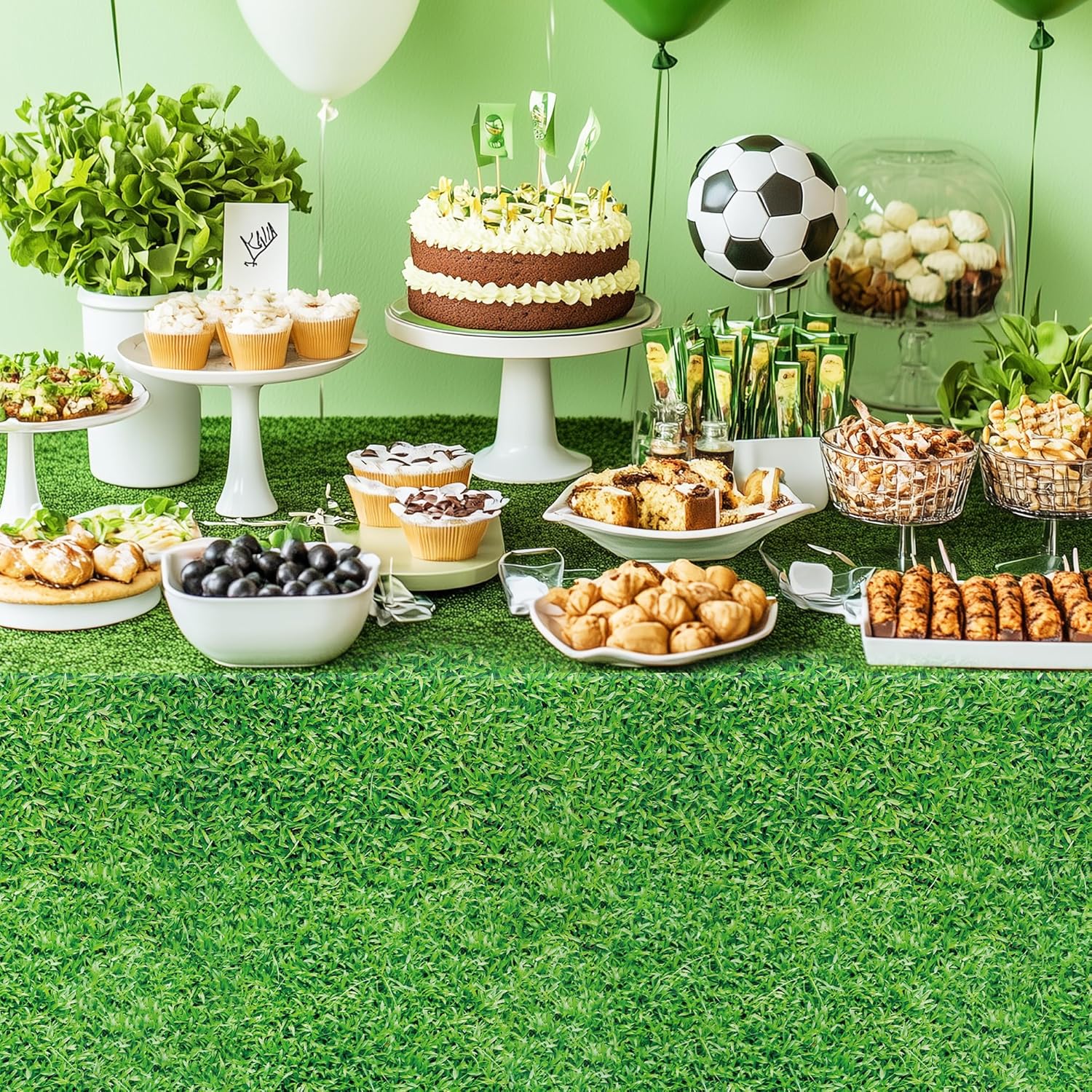 Green Grass Tablecloth 3pcs for Party and Outdoor Events
