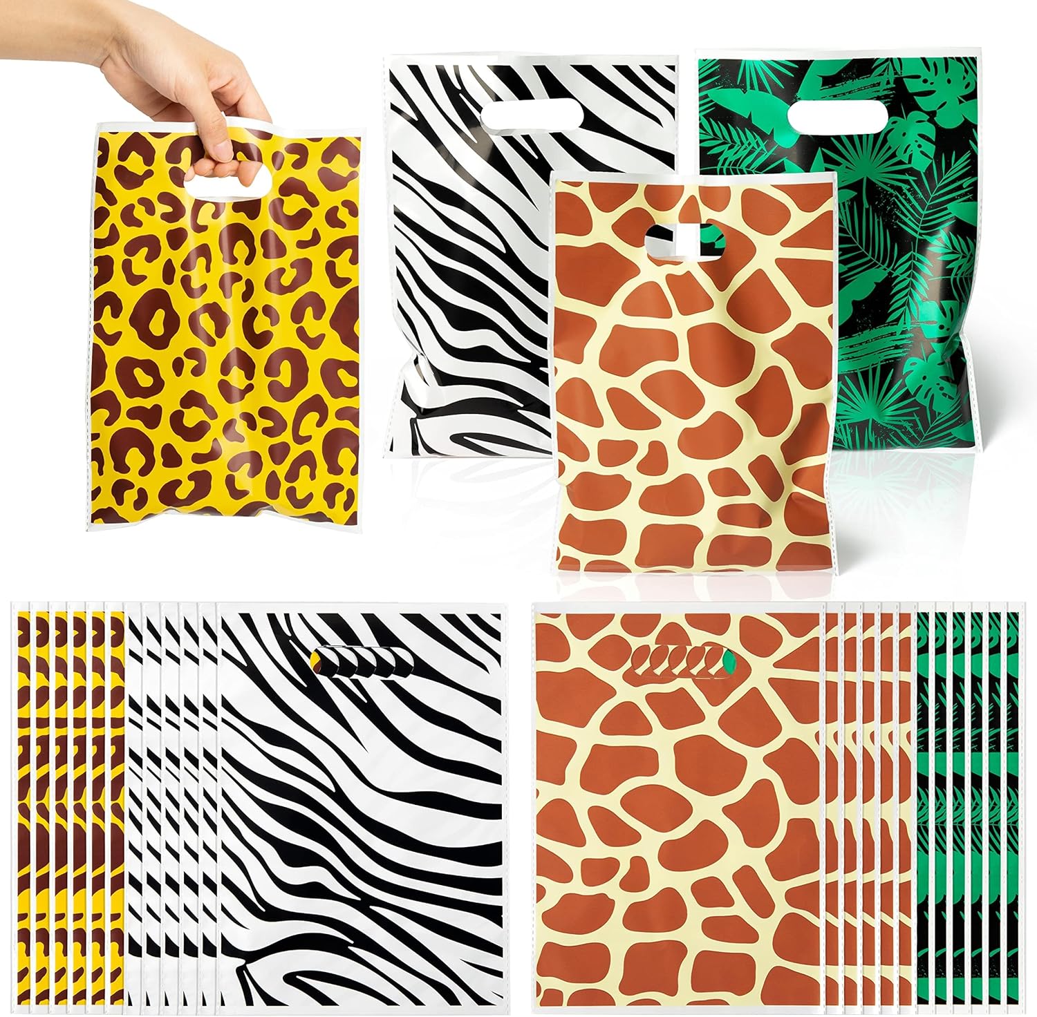 Animal Print Party Favor Bags 60Pcs Summer Jungle Safari Themed Gift Bags