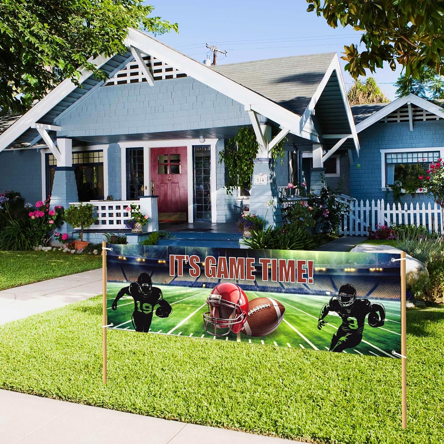 Hooqict Football Banner Game Time Party Decor