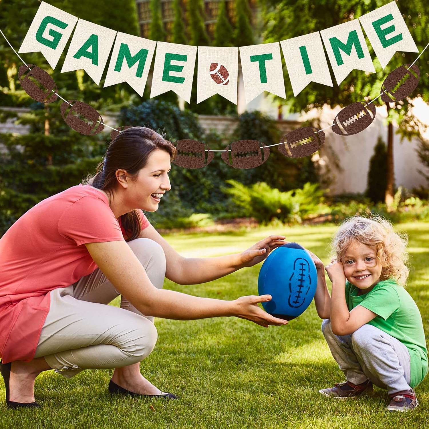 Football Burlap Felt Banners - 2pcs Game Time Decorations