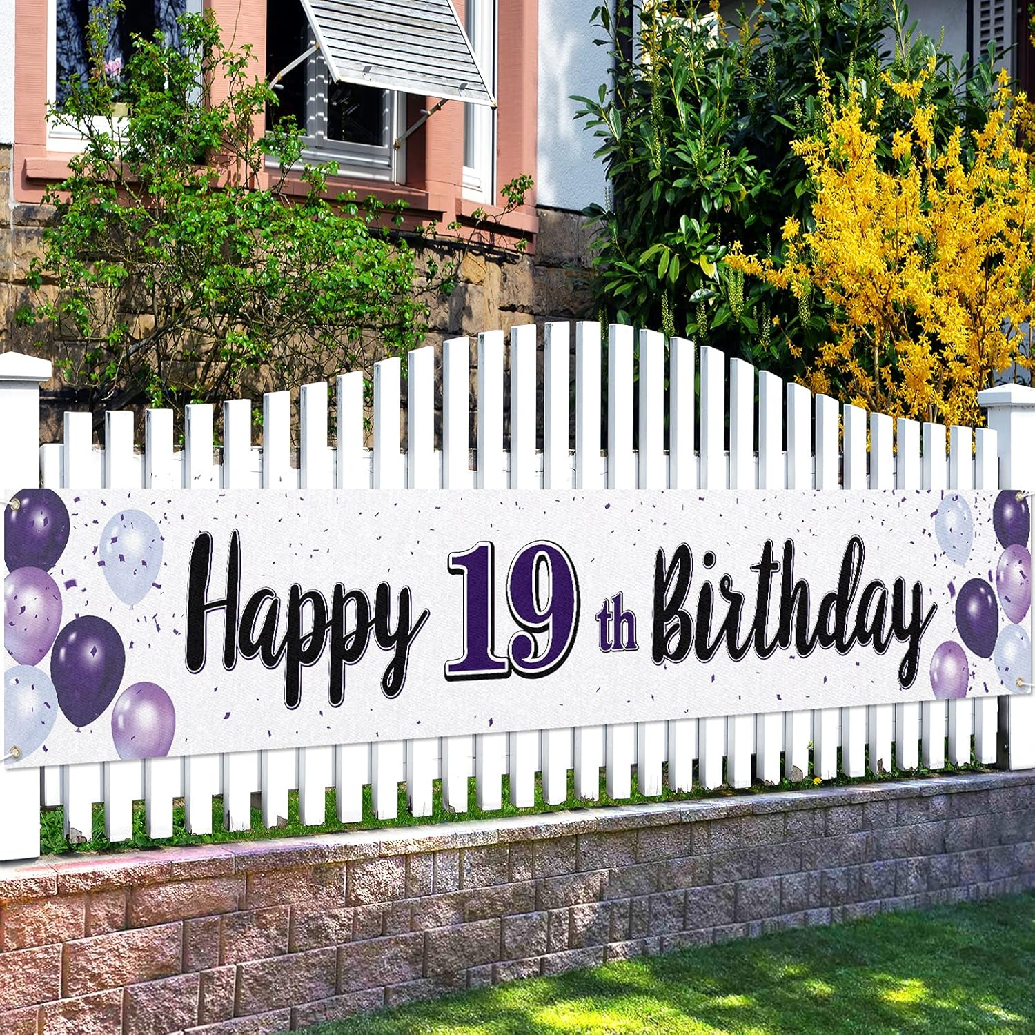 19th Birthday Balloon Banner Decoration