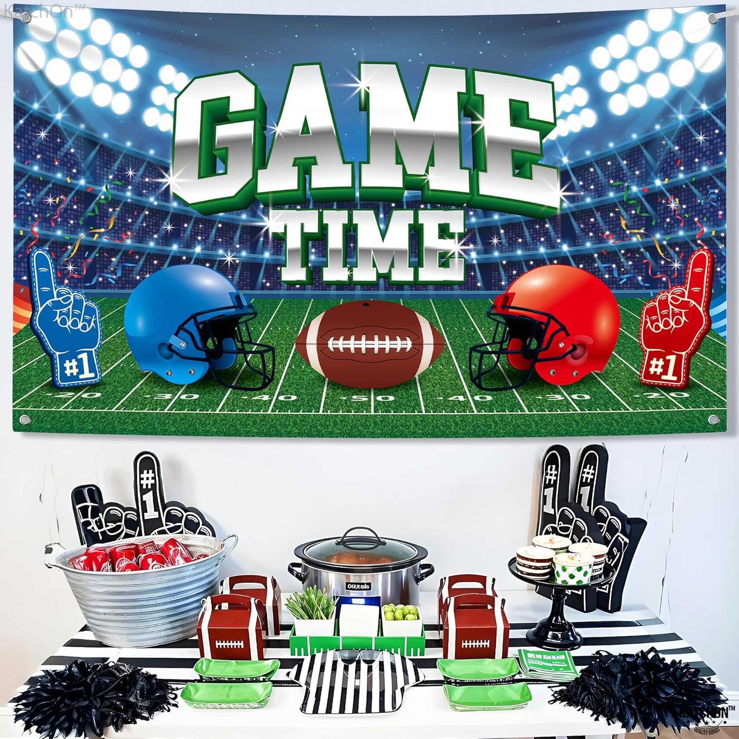 KatchOn Football Backdrop for Party - Large 72x44 Inch