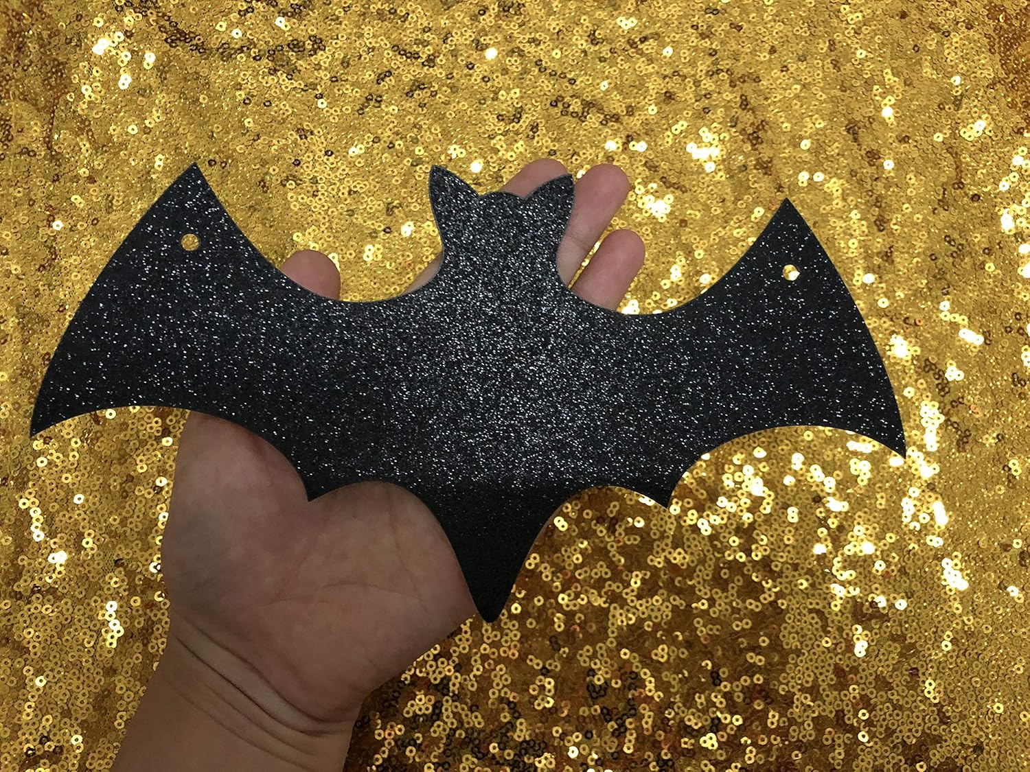 LeeSky Black Glitter Bat Garland Halloween Decor